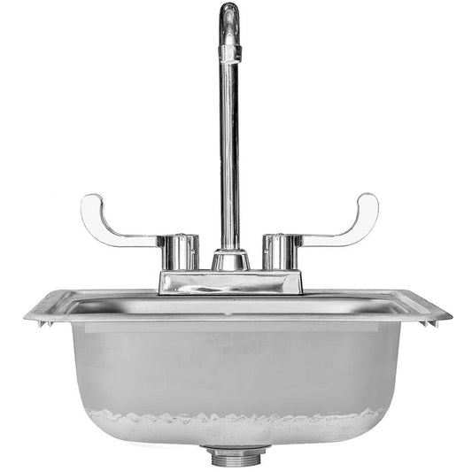 Summerset Grills Sinks & Bar Prep Sink, Drop In - 15" x 15" Stainless Steel with Hot and Cold Faucet