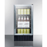 Summit 15" Undercounter Beverage Center 15 Inch Built-in Beverage Center with 2.45 cu. ft. Capacity, 3 Adjustable Chrome Shelves, LED Lighting, Digital Thermostat, Door Lock, ADA Compliant, Sabbath Mode, Automatic Defrost and Approval for Commercial Use: Stainless Steel Cabinet Finish