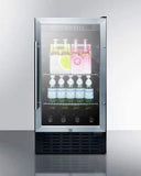 Summit 18" Undercounter Beverage Center 18 Inch Undercounter Beverage Cooler with 2.7 cu. ft. Capacity, ADA Compliant, 4 Adjustable Chrome Shelves, LED Lighting, Digital Display and Digital Thermostat: Black