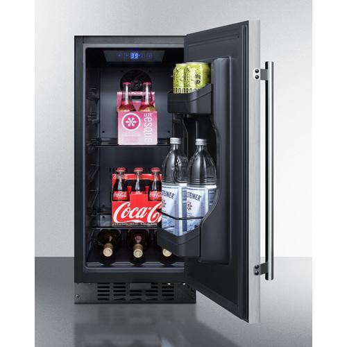 Summit All-Refrigerators 15" 2.2 cu.ft. Stainless Steel Built-In Undercounter Compact Refrigerator - ADA Compliant - Right Hinge with Lock
