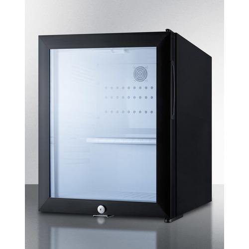 Summit All-Refrigerators 16" 0.9 cu.ft. Black with Glass Door & Lock Compact Minibar