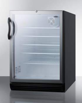 Summit Commercial Freestanding, ADA Beverage Center 24" Wide Commercially Approved Beverage Center with 5.5 Cu. Ft. Capacity, Reversible Door with Lock, Adjustable Glass Shelves, Automatic Defrost, Double Pane Tempered Glass, and 100% CFC Free