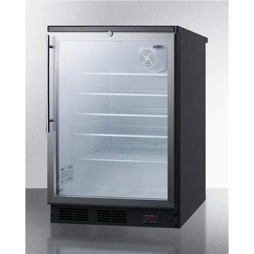 Summit Commercial Freestanding Beverage Center 24 Inch Commercial Beverage Center with Double Pane Glass Door, Adjustable Glass Shelves, Factory Lock, Internal Fan, Automatic Defrost, 100% CFC Free, and ETL-S Listed