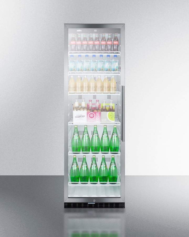 Summit Commercial Full Sized Beverage Center 24 Inch Beverage Center with Frost-Free Operation, Sabbath Mode Setting, Adjustable Shelves, Self-Closing Door, Double Pane Tempered Glass, 100% CFC Free Design, and 12.6 Cu. Ft. Capacity