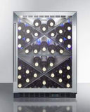 Summit Commercial Undercounter Wine Cellars 24 Inch Built-In Commercial Wine Cellar with 5.0 Cu. Ft. Capacity, Digital Thermostat, Reversible Double Pane Glass Door with Lock, Fan Forced Cooling, Automatic Defrost, and 100% CFC Free