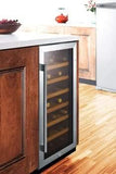 Summit Undercounter Wine Cellars 15 Inch Built-in Wine Cellar with 2.94 cu. ft. Capacity, 33-Bottle Capacity, Wooden Shelves, Factory Installed Lock, LED Lighting and Digital Thermostat: Black Cabinet Finish