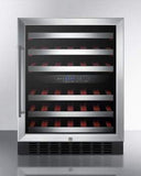 Summit Undercounter Wine Cellars 24 Inch Undercounter Dual Zone Wine Cellar with Slide-Out Shelving, 46 Bottle Capacity, Automatic Defrost, Glass Door, Factory Installed Lock, Interior Light, Reversible Door and CFC Free: Stainless Steel Cabinet, Right Hinge