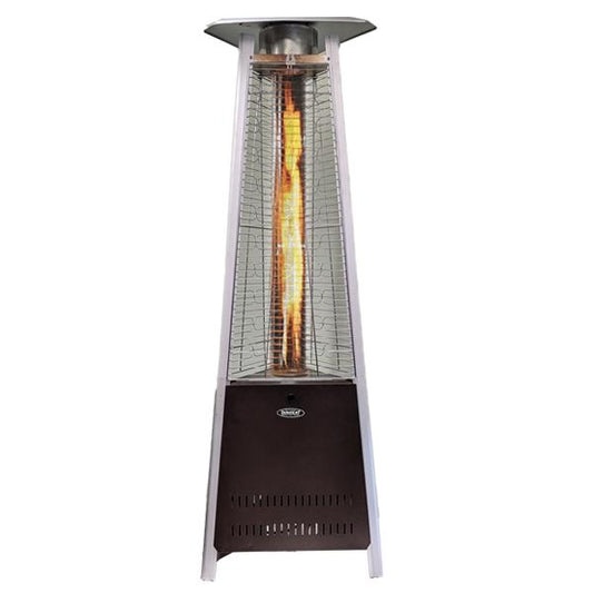 SUNHEAT Tower Patio Heater 6’ 2” Decorative Flame Triangle Glass Tube Golden Hammer Commercial Patio Heater PHTRGH-34