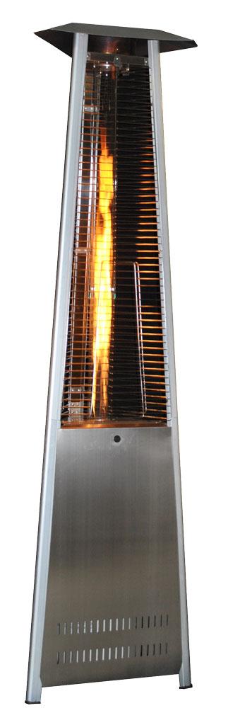 SUNHEAT Tower Patio Heater SUNHEAT Contemporary Triangle Design Portable Propane Commercial Patio Heater with Decorative Variable Flame-Stainless Steel