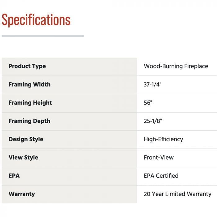 Superior Superior Wood Burning Fireplace with Door and Facade (WCT4920WS)