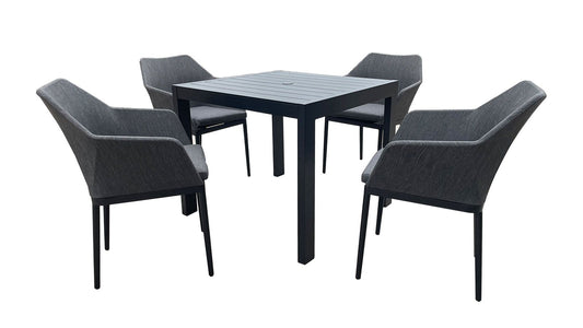 Harmonia Living - Tailor Classic 4 Seat Square Dining Table - Black/Slate | TA-BK-SET510