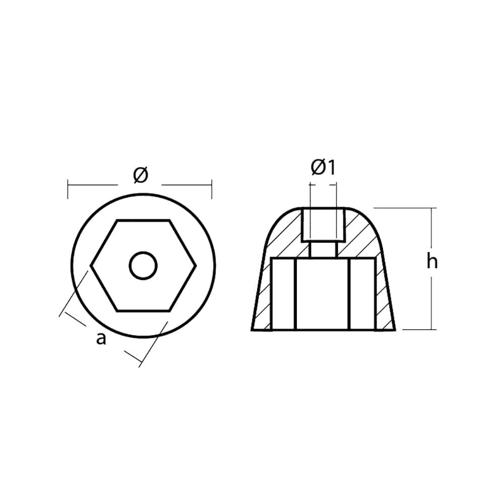 Tecnoseal Anodes Tecnoseal Zinc Sidepower - Sleipner Propeller Nut Anode [01051]