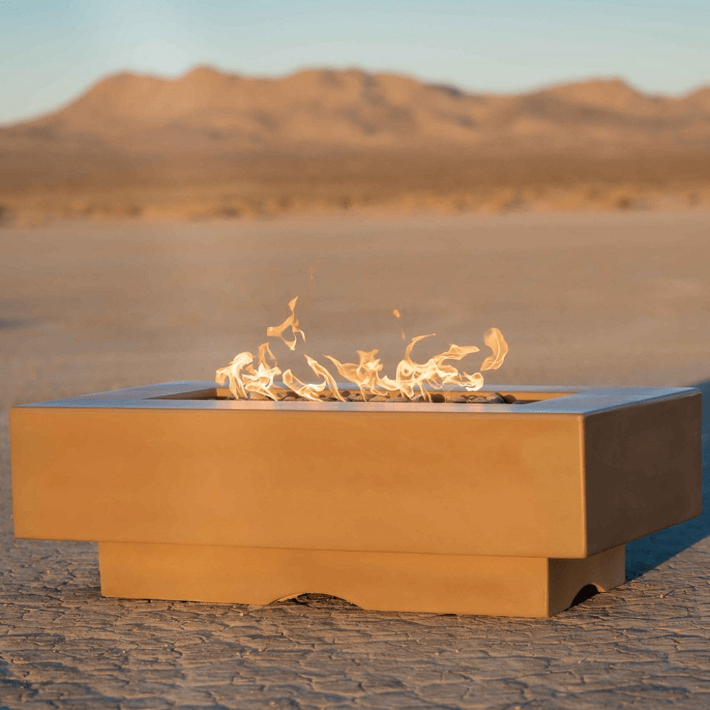 The Outdoor Plus - Del Mar GFRC 72" Match Lit with Flame Sense Concrete Rectangle Fire Pit Table - OPT-DEL7228