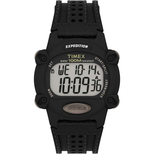 Timex Watches Timex Expedition Chrono 39mm Watch - Black Leather Strap [TW4B20400]