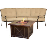 Hanover Traditions 2-piece Fire Pit Durastone Fire Pit, Crescent Sofa - Fire Pit Chat Set - TRADDURA2PCFP