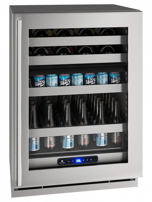 U-Line Beverage Centers Built in and Free Standing U-Line | Beverage Center 24" Dual Zone Lock Right Hinge Stainless Frame 115v | 5 Class | UHBD524-SG41A
