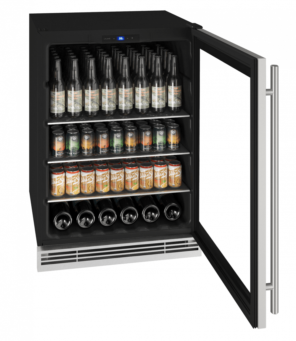 U-Line Beverage Centers Built in and Free Standing U-Line | Beverage Center 24" Reversible Hinge Stainless Frame 115v | 1 Class | UHBV024-SG01A