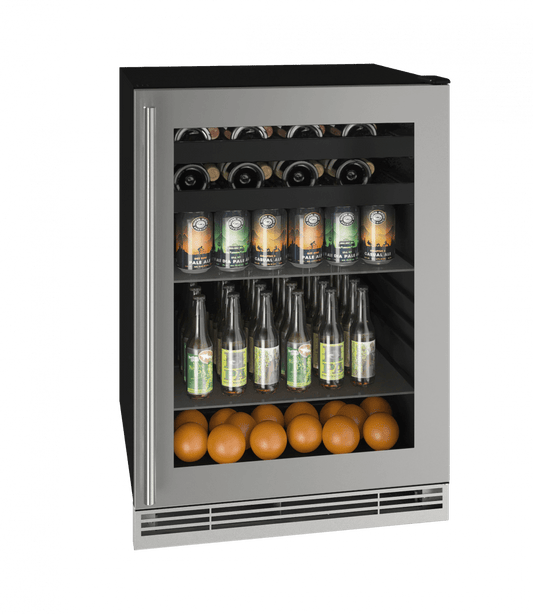U-Line Beverage Centers Built in and Free Standing U-Line | Beverage Center 24" Reversible Hinge Stainless Frame 115v | 1 Class | UHBV124-SG01A
