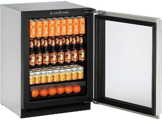 U-Line Refrigerators U-Line | Glass Refrigerator 24" Lock Right Hinge Stainless Frame 115v | 2000 Series | U-2224RGLS-13B