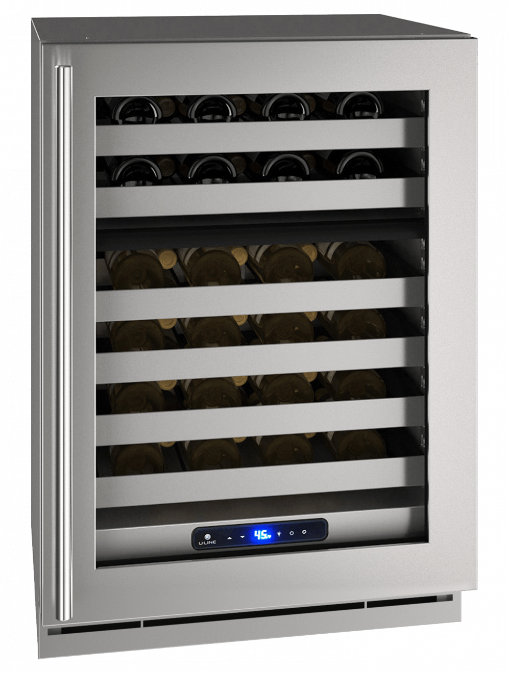 U-Line Wine Refrigerators Built in and Free Standing U-Line | Wine Captain 24" Dual Zone Reversible Hinge Stainless Frame 115v | 5 Class | UHWD524-SG01A