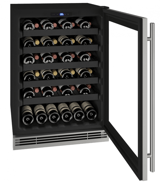 U-Line Wine Refrigerators Built in and Free Standing U-Line | Wine Captain 24" Reversible Hinge Stainless Frame 115v | 1 Class | UHWC124-SG01A