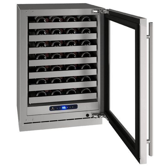 U-Line Wine Refrigerators Built in and Free Standing U-Line | Wine Captain 24" Reversible Hinge Stainless Frame 115v | 5 Class | UHWC524-SG01A