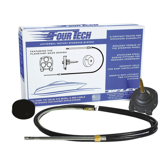 Uflex USA Steering Systems Uflex Fourtech 17 Black Mach Rotary Steering System with Helm, Bezel  Cable [FOURTECHBLK17]