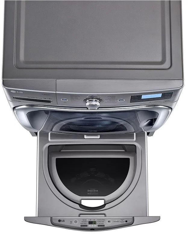 LG - 27 in. 1.0 cu. ft. SideKick Pedestal Washer with TWINWash System Compatibility and NeveRust Drum in Graphite Steel - WD100CV