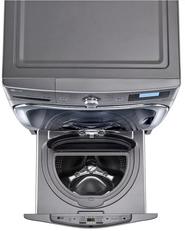 LG - 27 in. 1.0 cu. ft. SideKick Pedestal Washer with TWINWash System Compatibility and NeveRust Drum in Graphite Steel - WD100CV