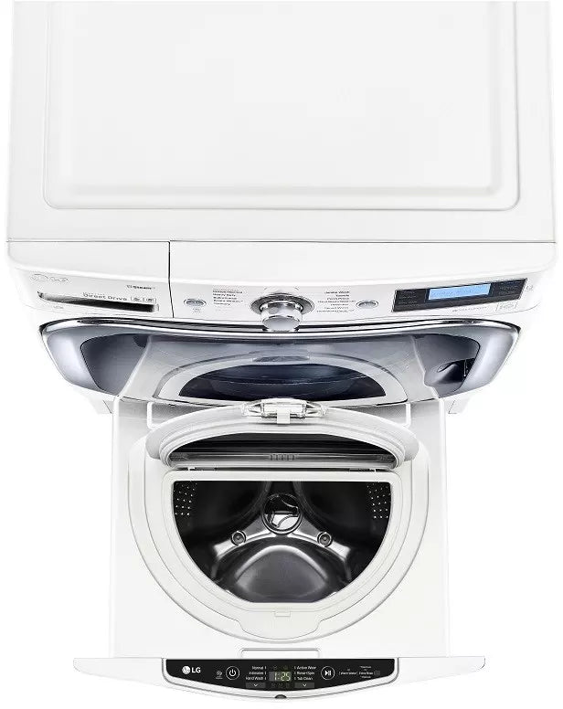 LG - 27 in. 1.0 cu. ft. SideKick Pedestal Washer with TWINWash System Compatibility and NeveRust Drum in White - WD100CW