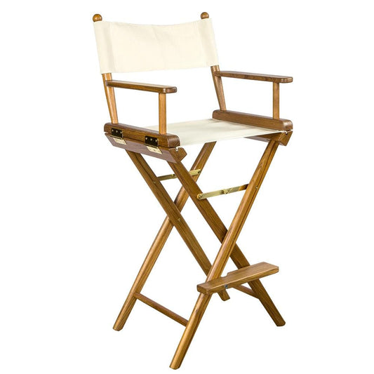 Whitecap Deck / Galley Whitecap Captains Chair w/Natural Seat Covers - Teak [60048]