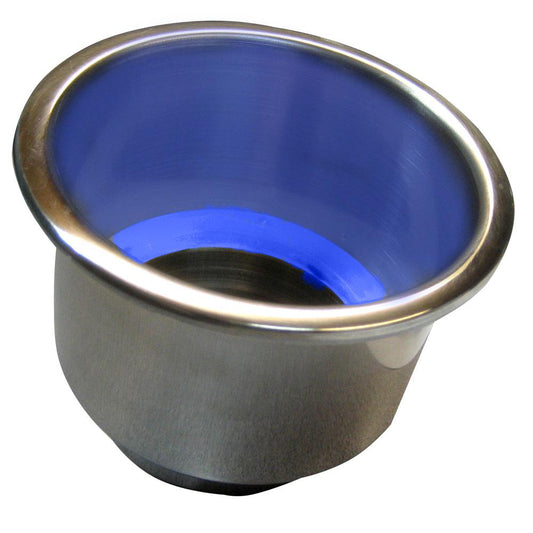 Whitecap Deck / Galley Whitecap Flush Mount Cup Holder w/Blue LED Light - Stainless Steel [S-3511BC]