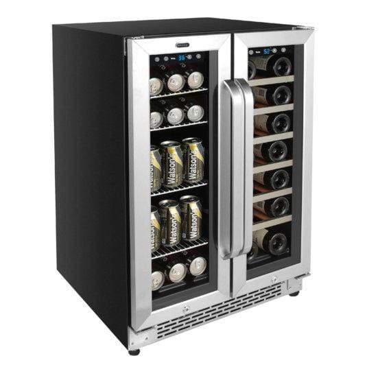 Whynter Beverage Refrigerators Whynter 24" Built-In French Door Dual Zone 20 Bottle Wine 60 Can Beverage Cooler