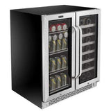 Whynter Beverage Refrigerators Whynter 30″ Built-In French Door Dual Zone 33 Bottle Wine Refrigerator 88 Can Beverage Center