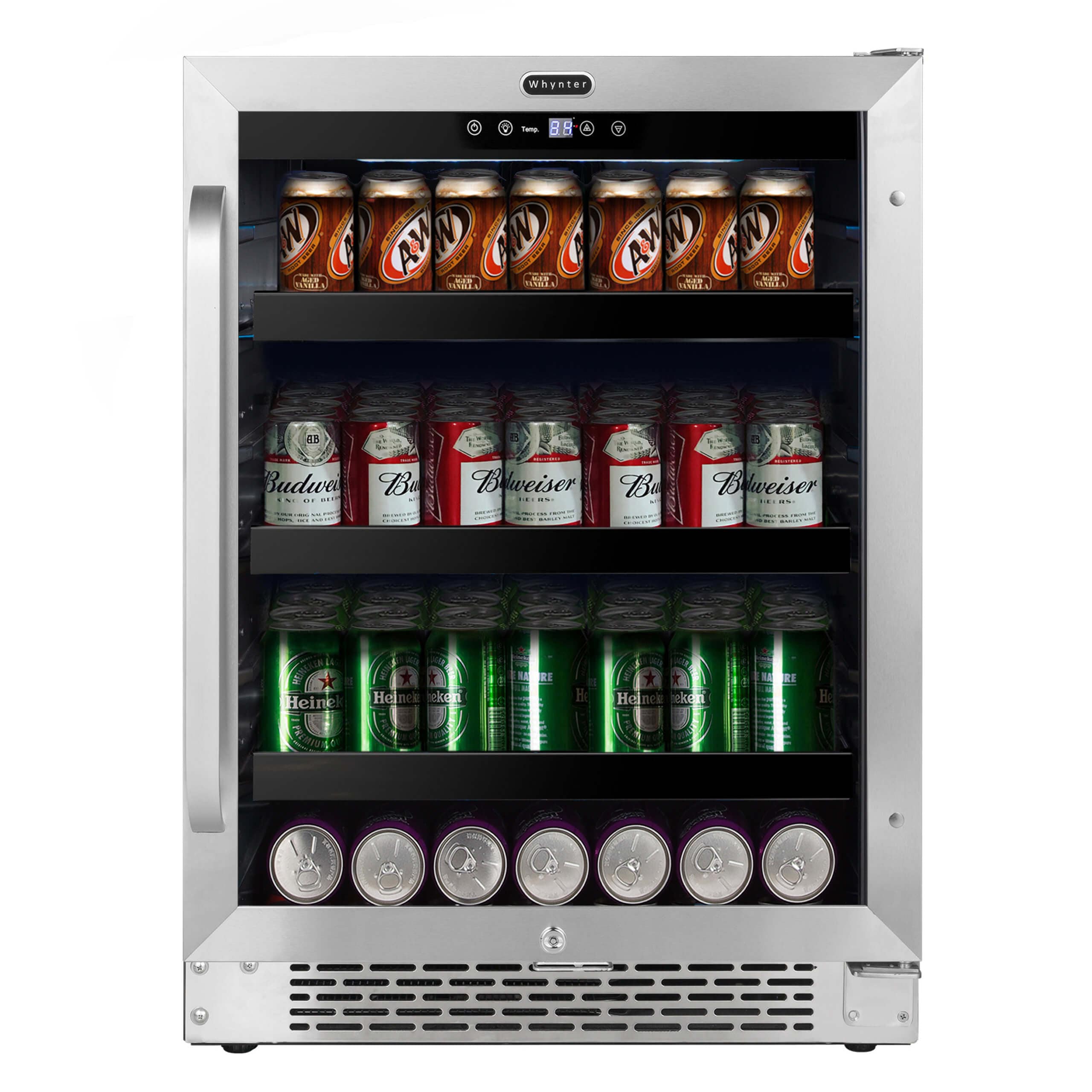 Whynter Whynter BBR-148SB 24 inch Built-In 140 Can Undercounter Stainless Steel Beverage Refrigerator with Reversible Door, Digital Control, Lock and Carbon Filter