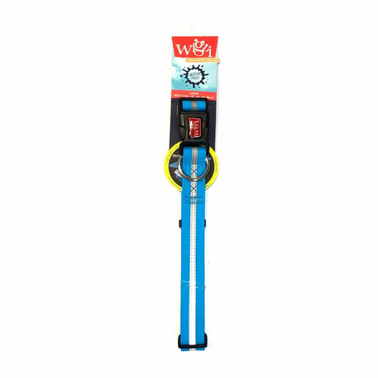 Wigzi Gifts & Novelty : Pets Wigzi Reflective Weatherproof Adjustable Collar Neon Blue Sm