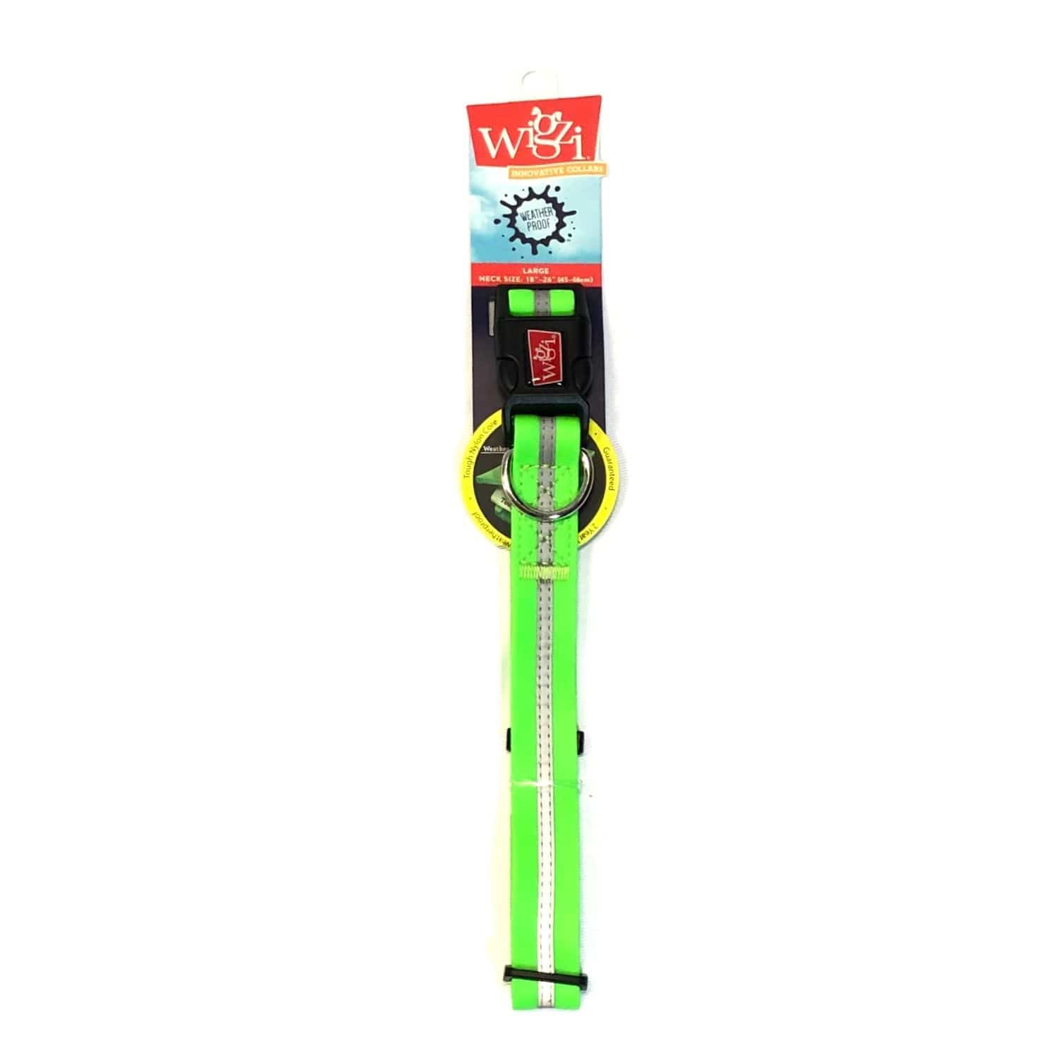 Wigzi Gifts & Novelty : Pets Wigzi Reflective Weatherproof Adjustable Collar Neon Grn Sm