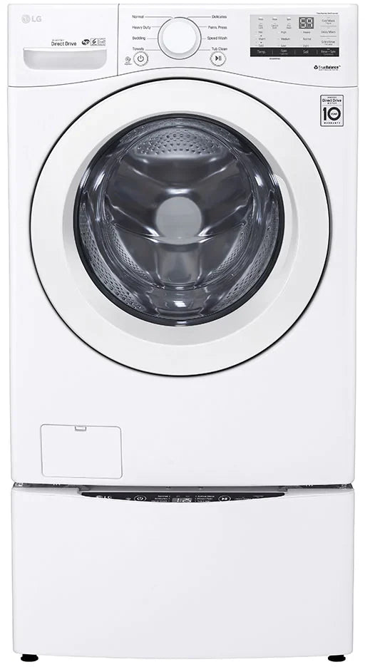 LG - 4.5 cu. ft. Large Capacity High Efficiency Stackable Front Load Washer in White - WM3400CW