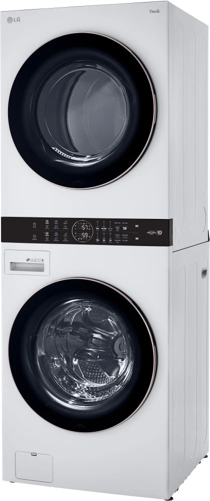 LG - 27 in. WashTower Laundry Center with 4.5 cu. ft. Front Load Washer and 7.4 cu. ft. Electric Dryer in White - WKE100HWA
