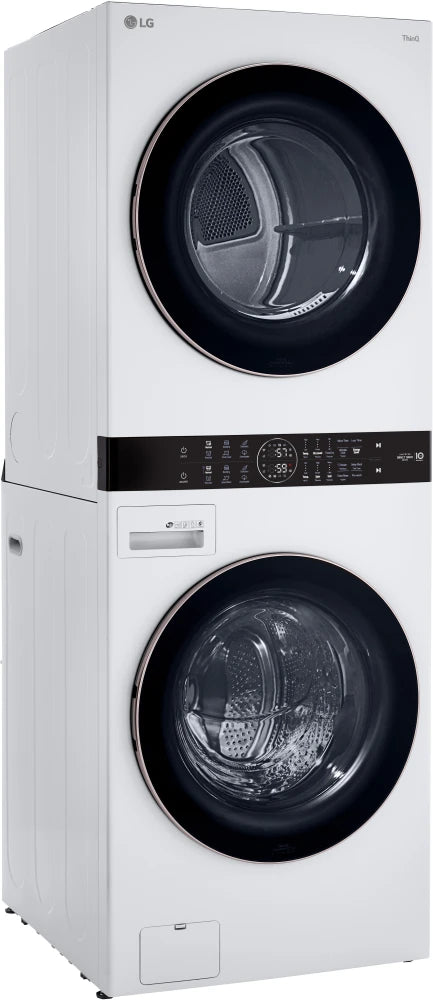 LG - 27 in. WashTower Laundry Center with 4.5 cu. ft. Front Load Washer and 7.4 cu. ft. Electric Dryer in White - WKE100HWA
