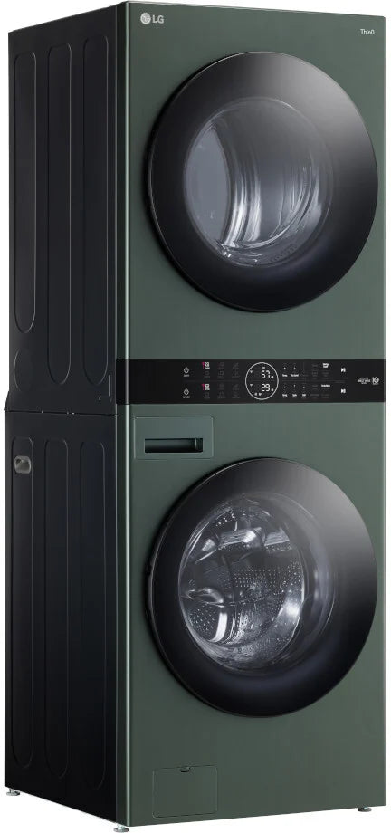 LG - 27 in. WashTower Laundry Center with 4.5 cu. ft. Front Load Washer and 7.4 cu. ft. Gas Dryer with Steam in Nature Green - WKGX201HGA