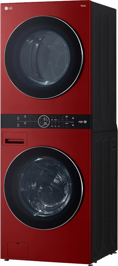 LG - 27 in. WashTower Laundry Center with 4.5 cu. ft. Front Load Washer and 7.4 cu. ft. Electric Dryer in Candy Apple Red - WKEX200HRA