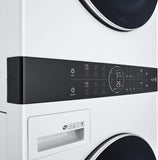 LG - 27 in. WashTower Laundry Center with 4.5 cu. ft. Front Load Washer and 7.4 cu. ft. Gas Dryer with Steam in White - WKGX201HWA