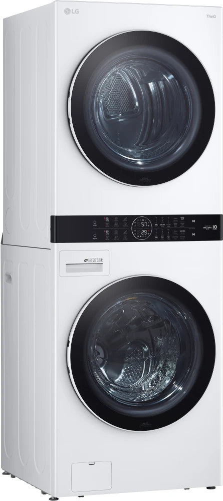 LG - 27 in. WashTower Laundry Center with 4.5 cu. ft. Front Load Washer and 7.4 cu. ft. Electric Dryer with Steam in White - WKEX200HWA