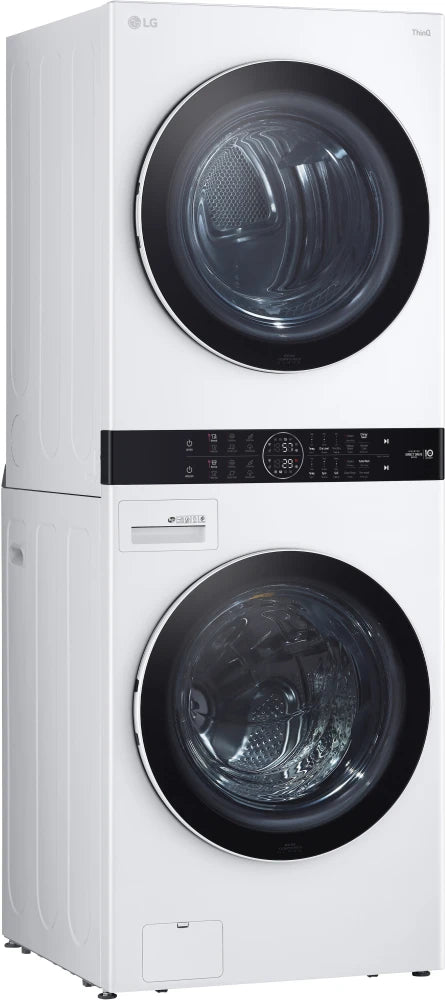 LG - 27 in. WashTower Laundry Center with 4.5 cu. ft. Front Load Washer and 7.4 cu. ft. Gas Dryer with Steam in White - WKGX201HWA