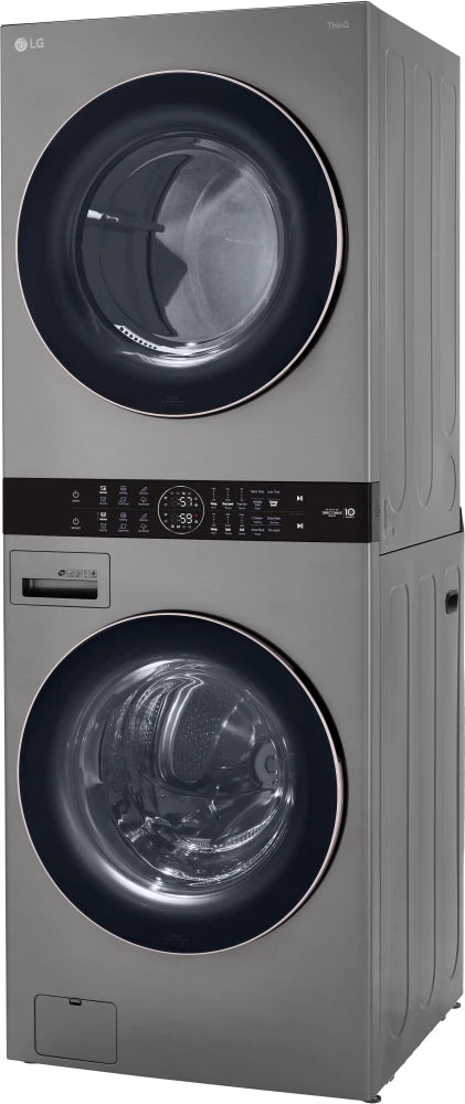 LG - 27 in. WashTower Laundry Center with 4.5 cu. ft. Front Load Washer and 7.4 cu. ft. Gas Dryer in Graphite Steel - WKG101HVA