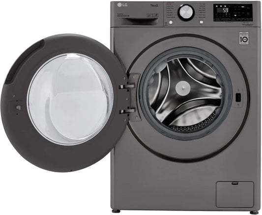 LG - 24 in. W 2.4 cu. ft. All-in-One Compact Smart Front Load Washer & Ventless Dryer Combo with Steam in Graphite Steel - WM3555HVA