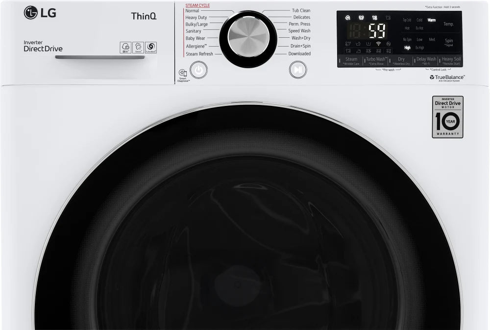 LG - 24 in. W 2.4 cu. ft. All-in-One Compact Smart Front Load Washer & Ventless Dryer Combo with Steam in White - WM3555HWA