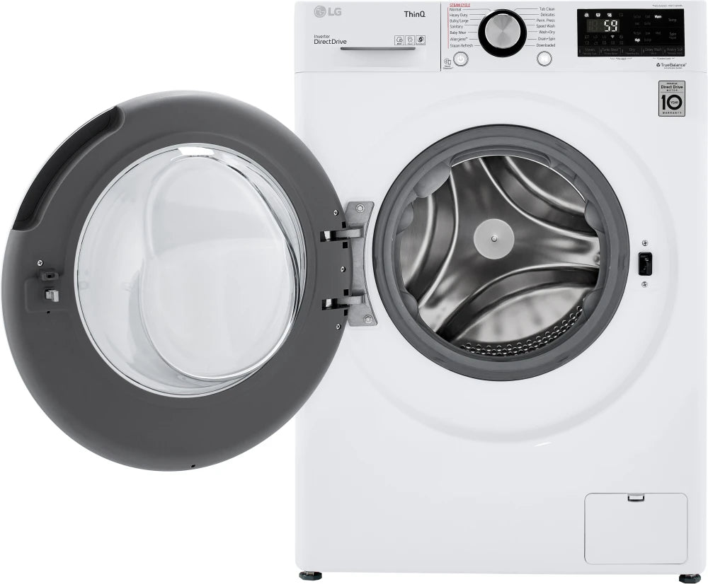 LG - 24 in. W 2.4 cu. ft. Compact Stackable Smart Front Load Washer with Built-In Intelligence and Steam in White - WM1455HWA