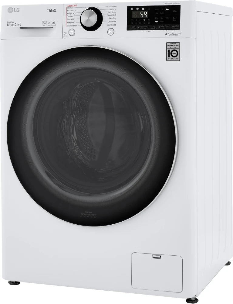 LG - 24 in. W 2.4 cu. ft. All-in-One Compact Smart Front Load Washer & Ventless Dryer Combo with Steam in White - WM3555HWA